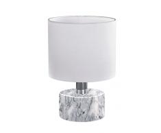 Trio Leuchten 503900101 Orlando A++ to E, Tischleuchte, E14, Stoffschirm Weiß/Marmor Grau, 18 x 18 x 27 cm