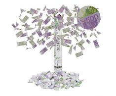 Relaxdays Geldscheine, Party Popper, 6-8 m Effekthöhe, Karneval, Geburtstag, Spielgeld, Konfettikanone 40cm, lila/grün, 40 x 5 x 5 cm