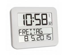 TFA Dostmann TimeLine Max Funkuhr, Wanduhr, digital, mit Wochentag und Weckfunktion, weiß, 60.4512.02