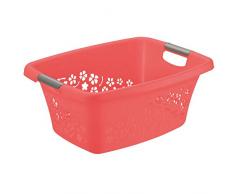 Rotho Flowers Wäschekorb Kunststoff (PP), Coral, 25 L (50, 5 x 38, 3 x 21, 8 cm)