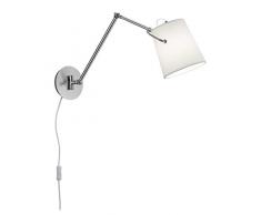 Trio Leuchten Meran 206870107 Wandleuchte, Metall, Nickel Matt, Stoffschirm Weiß