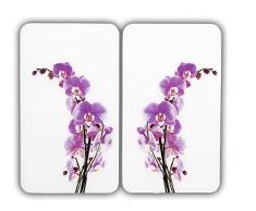 Wenko 2521433500 Herdabdeckplatte Universal Orchideenblüte - 2er Set, für alle Herdarten, Gehärtetes Glas, 30 x 1.8-4.5 x 52 cm, Mehrfarbig