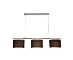 SLV Pendelleuchte Triadem, maximum 3 x 60W, E27, chrom, Schirm schwarz 155870