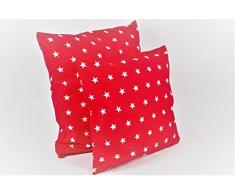1buy3 Kissenbezug 4er-Pack! - Sterne rot 40cmx 40cm aus 100% Baumwolle mit Reißverschluss