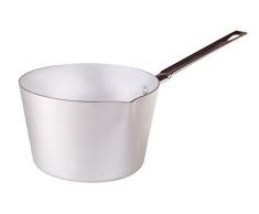 Agnelli Töpfe Kochtopf Aluminium kegelförmig, Edelstahl mit Griff, 14 cm, Silber, 1,2 Liter