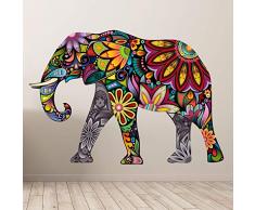 Sticker Tiere | Wandaufkleber Indischer Elefant - Tapete Dekoration Raum und Wohnzimmer | 60 x 85 cm