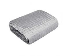 Eurofirany Bettüberwurf Velvet Samt Tagesdecke Gesteppte Decke Überwurf Steppdecke Elegant Edel Glamour Schlafzimmer Wohnzimmer Gästezimmer Lounge, Silber, 220X240cm