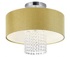 Reality Leuchten Deckenleuchte King R60482079, Schirm Goldfarbig, Behang Acryl klar, exkl. 2x E27
