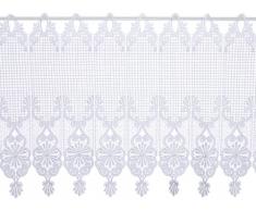 Plauener Spitze by Modespitze, Store Bistro Gardine Scheibengardine mit Stangendurchzug, hochwertige Stickerei, Höhe 45 cm, Breite 96 cm, Weiß