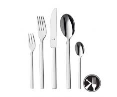 WMF Lyric Besteckset 6 Personen, 30 teilig, Monobloc-Messer, Cromargan protect Edelstahl poliert, glänzend, kratzbeständig, spülmaschinengeeignet