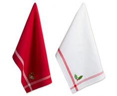 DII Dekoratives Geschirrtuch aus 100% Baumwolle, maschinenwaschbar, für den täglichen Gebrauch in der Küche geeignet, sehr saugfähig, aus Jacquard 2er-Set Holly & Mistletoe