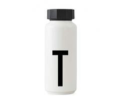 Design Buchstaben personalisierbare weiße Thermo-Edelstahlflasche für heiße und kalte Getränke, isolierte Trinkflasche für unterwegs, für Arbeit, Schule, Sport und Fitnessstudio – T