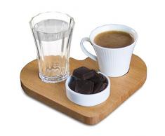 The Mammoth Design Türkischer Kaffee, Espresso Servierset | Bio-Holztablett, Porzellantasse, Wasserglas und Mini-Porzellanschale | Romantische Geschenkidee