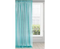 Eurofirany Vorhang Glatt Transparent Kräuselband Gardinen Durchsichtig Edel Elegant Hochwertig Glamour Schlafzimmer Wohnzimmer Lounge 1 STK, Stoff, Türkis, 140X270cm