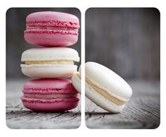 Wenko Herdabdeckplatte Universal Macarons, 2er Set Herdabdeckung für alle Herdarten, Gehärtetes Glas, 30 x 52 cm, mehrfarbig