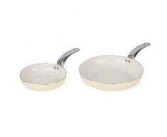 Swan Produkte 20/28 cm 2-teilig Retro Bratpfannen _ PARENT, aluminium, cremefarben, 28x46.8x5.5 cm