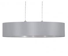 EGLO Pendellampe Maserlo, 2 flammige Textil Pendelleuchte, Hängeleuchte aus Stahl und Stoff, Farbe: Nickel matt, grau, silber, Fassung: E27, L: 100 cm