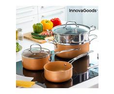 InnovaGoods IG813918 Topf-Set mit Dampfgarer, Copper-Effect, 6-teilig