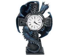 Nemesis Now Clock 17.8cm Draco Wanduhr Anne Stokes, 17,8 cm, Kunstharz, blau, Einheitsgröße