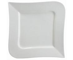 AMBITION Speiseteller Welle quadratisch 33cm, Porzellan, Weiß, 33 x 33 x 2 cm