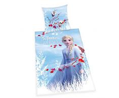 Bettwäsche- Set Disneys Die Eiskönigin 2, Kopfkissenbezug 80x80cm, Bettbezug 135x200cm, 100% Baumwolle, Renforcé, mit leichtläufigem Reißverschluss