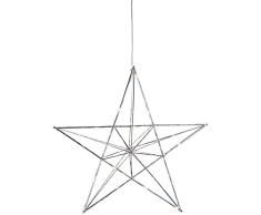 LED-Drahtstern Line ca. 38 cm Ø, 20 warmwhite LED, Material: Metall, chromfarben, transparentes Kabel mit Trafo