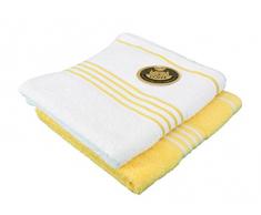Gözze Handtuch 2er-Set, 100% Baumwolle, 50 x 100 cm, Rio, Sonnengelb/Weiß, 140-13-A4