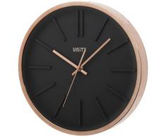 UNITY Missouri Wanduhr mit schwarzem Zifferblatt und rotgoldenem Gehäuse, 35 cm, Rose Gold