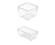 InterDesign Linus Schubladenorganizer, kleiner Schubladeneinsatz aus Kunststoff für Besteck und andere Utensilien, durchsichtig + Linus Schubladenorganizer