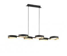 Exklusive LED Pendelleuchte in Schwarz/Blattgold-optik 26 Watt Länge 120 cm - exklusive Deckenleucht