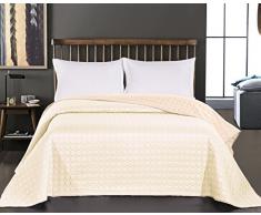DecoKing Premium 11959 Tagesdecke 240 x 260 cm Ecru beige Bettüberwurf Kreisen zweiseitig pflegeleicht Salice