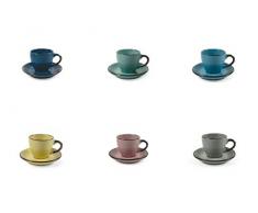 Villa D‘Este Home Tivoli 2195392 Set aus 6 Achsen Royal Kaffeetasse mit Untertasse, Stoneware