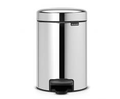 Brabantia GG172 Treteimer mit Inneneimer aus Kunststoff, stahl, Brilliant Steel, 3 Liter