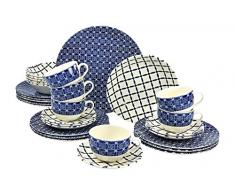 Creatable, 19711, Serie Aurora Blue, 30 TLG Kombiservice, STEINGUT, Mehrfarbig, 40 x 32.5 x 32.5 cm, Einheiten