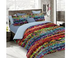 Italian Bed Linen Bettwäsche mit Digitaldruck, Gesamt-Abdeckung auf Bettbezug und Kissenbezügen, Doppelbettgröße, 100% Baumwolle 250x200x1 cm Multicolore (Sec41)