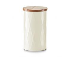 Zeller 19321 Vorratsdose m. Bamboodeckel, rund, Metall, creme, ca. 12,3 x 12,3 x 20,3 cm