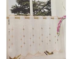 Gardinenbox Transparente Scheibengardine aus Voile, 40x120, Beige, luftiger Voile mit gesticktem Muster, 42002