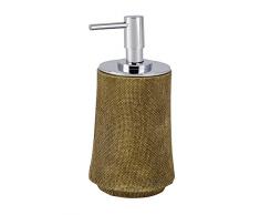 WENKO 22748100 Seifenspender Jute, Flüssigseifen-Spender, Spülmittel-Spender Fassungsvermögen: 0,22 l, Polyresin, 9 x 16,5 x 8 cm, braun