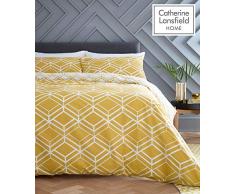 Catherine Lansfield Network Geo Bettwäsche-Set für Einzelbetten, Polyester, Ocker