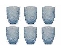 Villa d Este Home Tivoli Fish Set Wassergläser, blau, 6 Einheiten