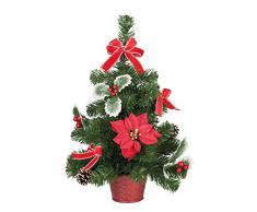 Unbekannt III Dekobaum im Topf mit Weihnachtsstern und Schleifen, ca. 50 cm, Dekoration für Weihnachten, Nikolaus und in der Adventszeit, Rot, Keine