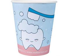 wellsamed 151224 100 Stück wellsacup Einwegbecher Pappbecher Trinkbecher Becher Papierbecher Einweg Papier 0,18 Liter Kinder Zähnchen Kinderzahnarzt, Polymerbeschichtet
