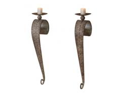 Heinz Hofmann 9940 Wandkerzenhalter 2er-Set / Metall / Cremefarben / B. 12 x T. 17 x H. 64 cm