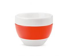 koziol Cappuccino-Tasse 100 ml Aroma, Porzellan/Kunststoff, solid orangerot, 8,5 x 8,5 x 6,5 cm