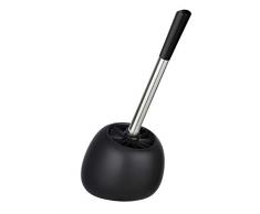 WENKO WC-Garnitur Polaris, hochwertiger Toilettenbürstenhalter aus edler Keramik, inklusive Toilettenbürste, 15 x 34,5 x 14,5 cm, Schwarz matt