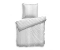 Heckett Lane Bettwäsche 100% Baumwolle Mako-Satin Uni Stripe 200x200 (80x80) White