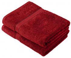 Pinzon by Amazon Handtuchset aus Baumwolle, Cranberry-Rot, 2 Badetücher, 600g/m²