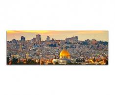 Panoramabild auf Leinwand und Keilrahmen 150x50cm Israel Jerusalem Moschee Wolkenschleier