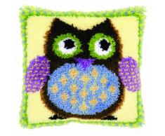 Vervaco Herr Eule Knüpfkissen mit Knüpfhaken, Baumwolle, Mehrfarbig, 40 x 40 x 1 cm