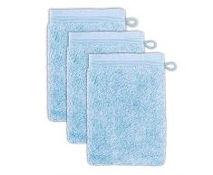 möve Superwuschel Waschhandschuh 15 x 20 cm aus 100% Baumwolle, aquamarine 3er Set